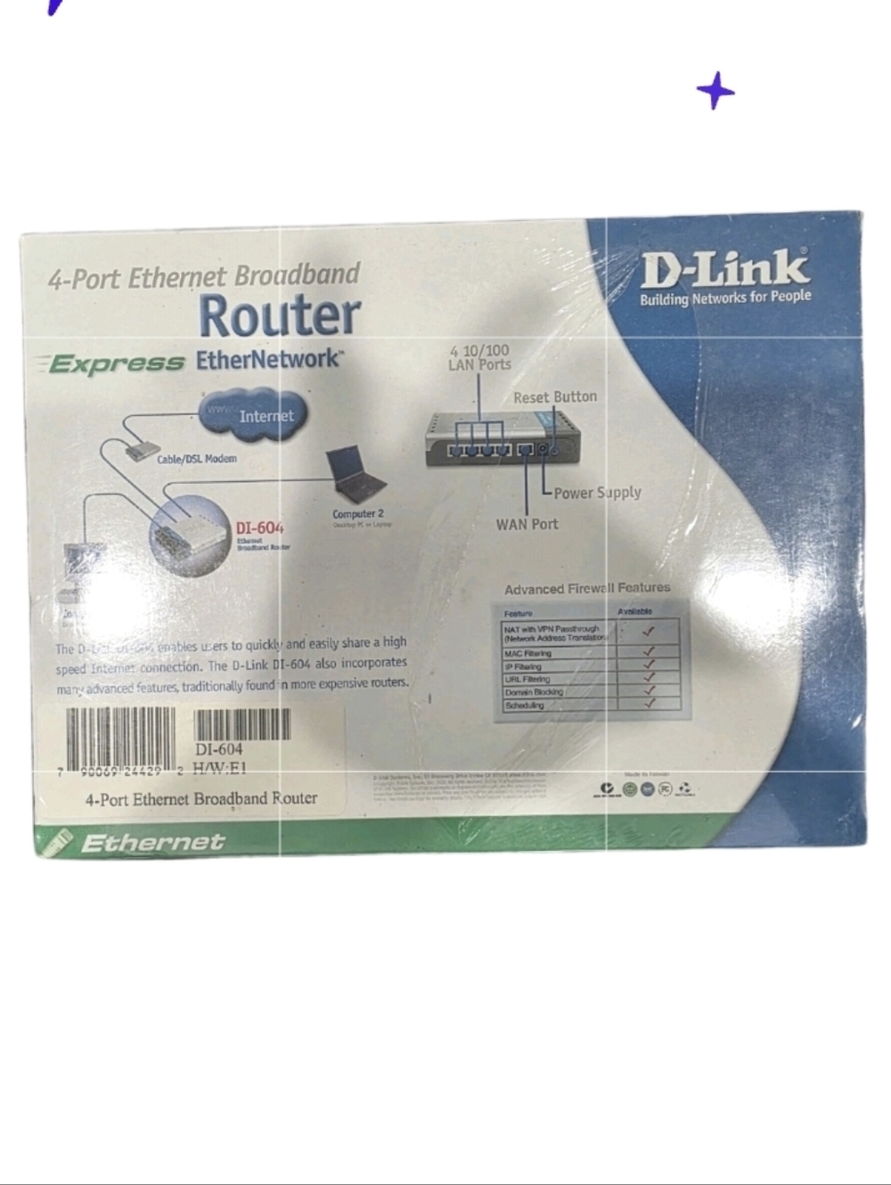 D-Link 4-Port Ethernet Broadband Router DI-604 Cable/DSL XBOX Compatible NEW - Picture 2 of 7
